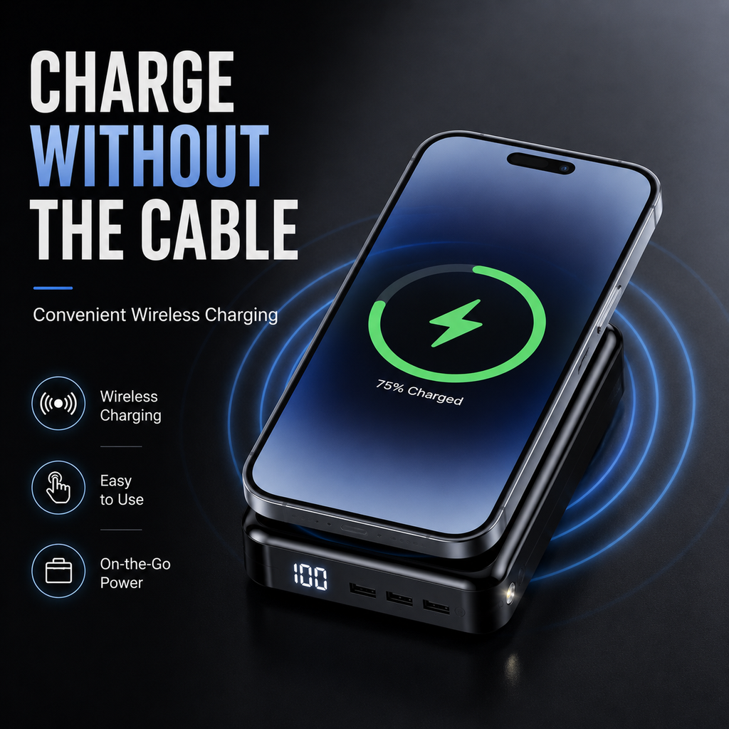 10,000mAh Mini Power Bank, Portable Wireless Charger with 3 USB Ports, Compact External Battery Pack for Smartphones & Small Devices