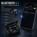 TWS Bluetooth 5.1 Wireless Earbuds – Mini Stereo Earphones with IPX7 Water Resistance