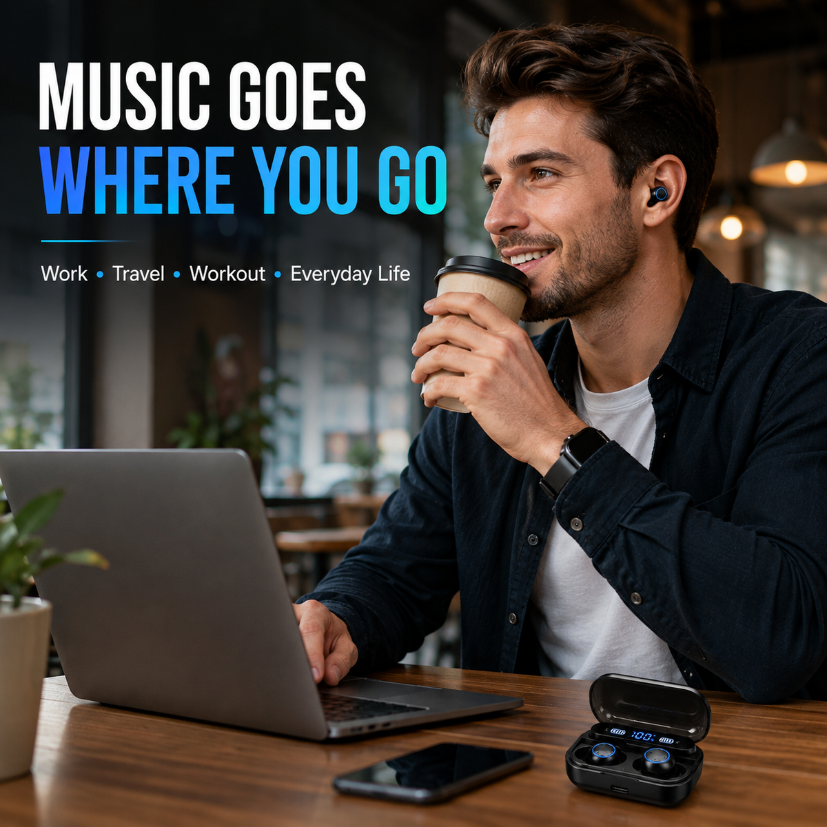 TWS Bluetooth 5.1 Wireless Earbuds – Mini Stereo Earphones with IPX7 Water Resistance