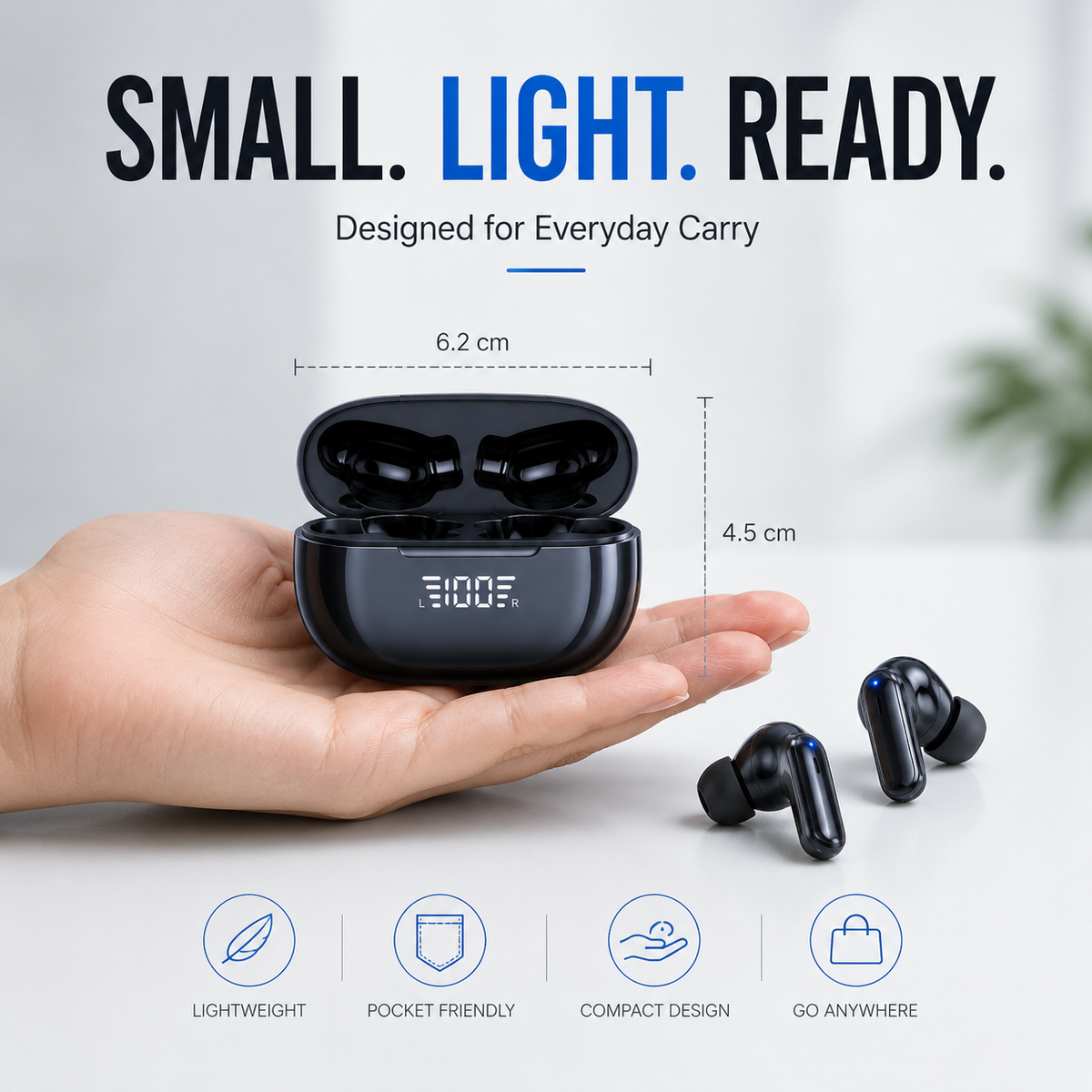 Wireless Bluetooth Earbuds, Portable Stereo Headphones