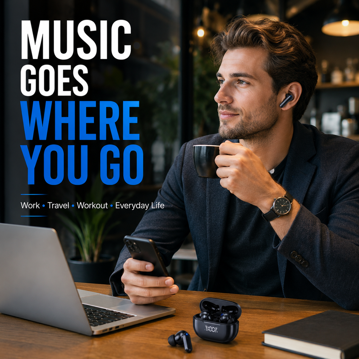 Wireless Bluetooth Earbuds, Portable Stereo Headphones