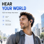 Open Ear Bluetooth Headphones, Wireless Sports Earbuds with Ear Hooks & Built-In Microphone