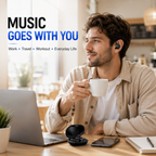 Open Ear Bluetooth Headphones, Wireless Sports Earbuds with Ear Hooks & Built-In Microphone