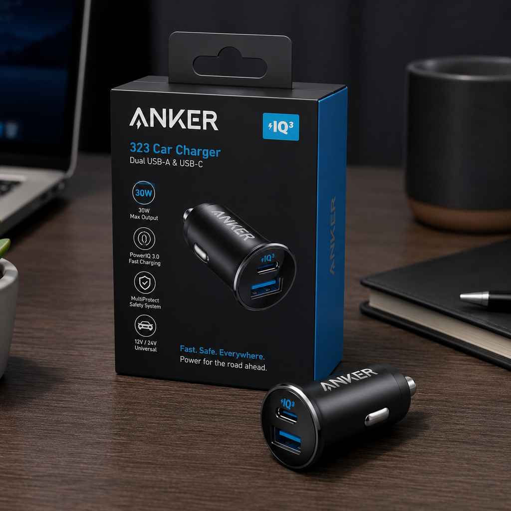 Anker 30W Dual-Port USB Car Charger | Fast Charging Adapter with USB-C & USB-A for iPhone, Samsung & More