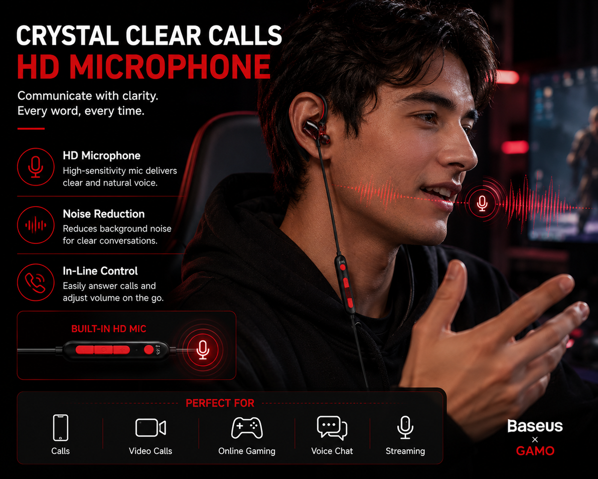 Baseus GAMO USB-C Gaming Earbuds with Microphone, Hi-Fi Stereo Wired Earphones, Low Latency, Dual Music & Game Modes for Samsung Galaxy, Google Pixel, OnePlus, Switch & USB-C Devices
