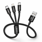 Baseus 3-in-1 Fast Charging Cable, USB-A to USB-C, Lightning & Micro USB, 3.5A Multi Charging Cable for iPhone, Samsung Galaxy, Android, Tablets & More (120cm)