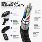 Baseus 3-in-1 Fast Charging Cable, USB-A to USB-C, Lightning & Micro USB, 3.5A Multi Charging Cable for iPhone, Samsung Galaxy, Android, Tablets & More (120cm)