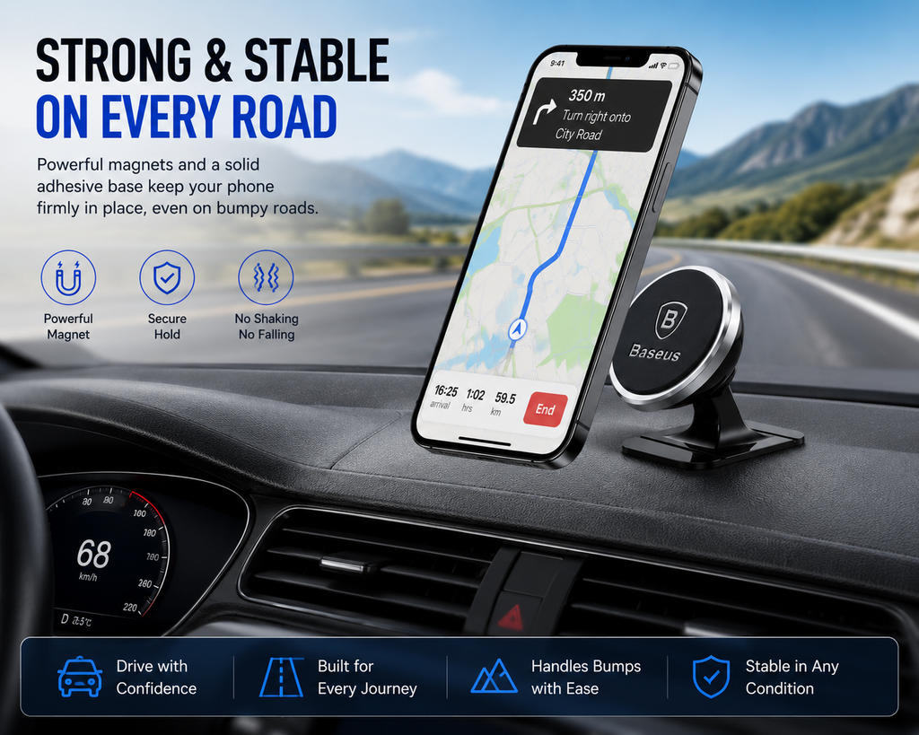 Baseus Magnetic Car Phone Mount, 360° Rotating Air Vent Phone Holder, Strong Magnetic Cell Phone Holder for iPhone, Samsung Galaxy, Google Pixel & All Smartphones