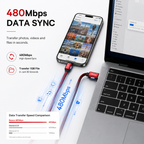 Baseus Flat Glowing Lightning Cable, 2.4A Fast Charging USB Data Cable, LED Indicator, 480Mbps Sync, 1M for iPhone 14/13/12/11/XR/XS/X/8/7/SE & iPad - Red