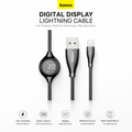 Baseus Digital Display Lightning Cable, Fast Charging USB Data Cable with Real-Time Power Display, 1M, 480Mbps Sync for iPhone 14/13/12/11/XR/XS/X/8/7/SE - Black