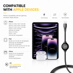 Baseus Digital Display Lightning Cable, Fast Charging USB Data Cable with Real-Time Power Display, 1M, 480Mbps Sync for iPhone 14/13/12/11/XR/XS/X/8/7/SE - Black