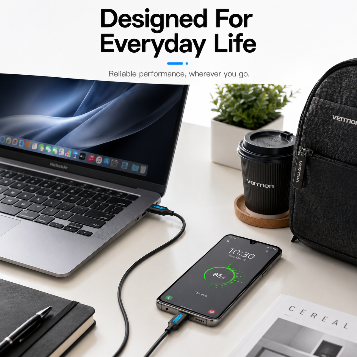 Vention USB-A to USB-C Fast Charging Cable, 3A USB Type-C Charging & Data Sync Cord for Samsung Galaxy, Google Pixel, Xiaomi, Motorola, OnePlus & USB-C Devices