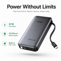 UGREEN 67W Power Bank 20,000mAh with Built-in USB-C Cable, PD Fast Charging Portable Charger for MacBook Air, iPhone 16/15, iPad, Samsung Galaxy, Steam Deck & Nintendo Switch