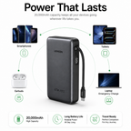 UGREEN 67W Power Bank 20,000mAh with Built-in USB-C Cable, PD Fast Charging Portable Charger for MacBook Air, iPhone 16/15, iPad, Samsung Galaxy, Steam Deck & Nintendo Switch
