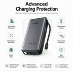 UGREEN 67W Power Bank 20,000mAh with Built-in USB-C Cable, PD Fast Charging Portable Charger for MacBook Air, iPhone 16/15, iPad, Samsung Galaxy, Steam Deck & Nintendo Switch