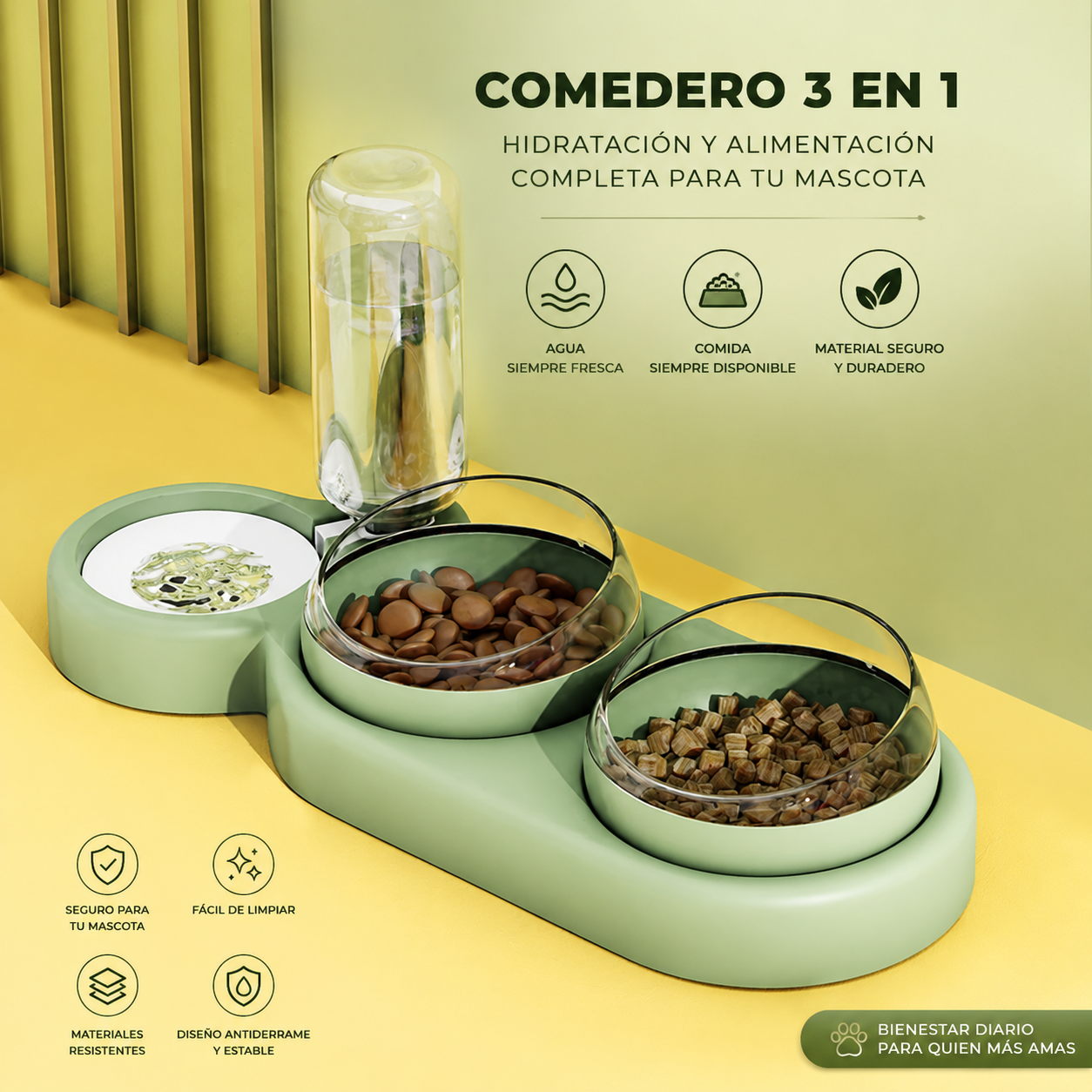 Comedero Elevado con Dispensador de Agua – Alimentación Inteligente para Perros y Gatos