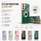 Electroplated Ring Phone Case for Samsung, Silicone Protective Cover with Stylish Ring Holder, Shock-Resistant Design