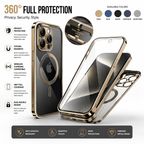 Magnetic Privacy Phone Case for iPhone, 360° Full Protection Metal Frame, Dual-Sided Anti-Peeping Cover, Wireless Charging Compatible