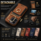 Leather Wallet Phone Case with Card Holder, Magnetic Stand & Drop Protection, Premium Business Cover for iPhone