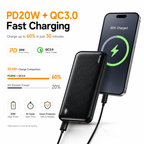 Essager 10000mAh PD20W Fast Charging Power Bank, Portable Charger with USB-C & USB Output, QC3.0 External Battery Pack for iPhone 16/15, Samsung Galaxy, iPad & USB Devices