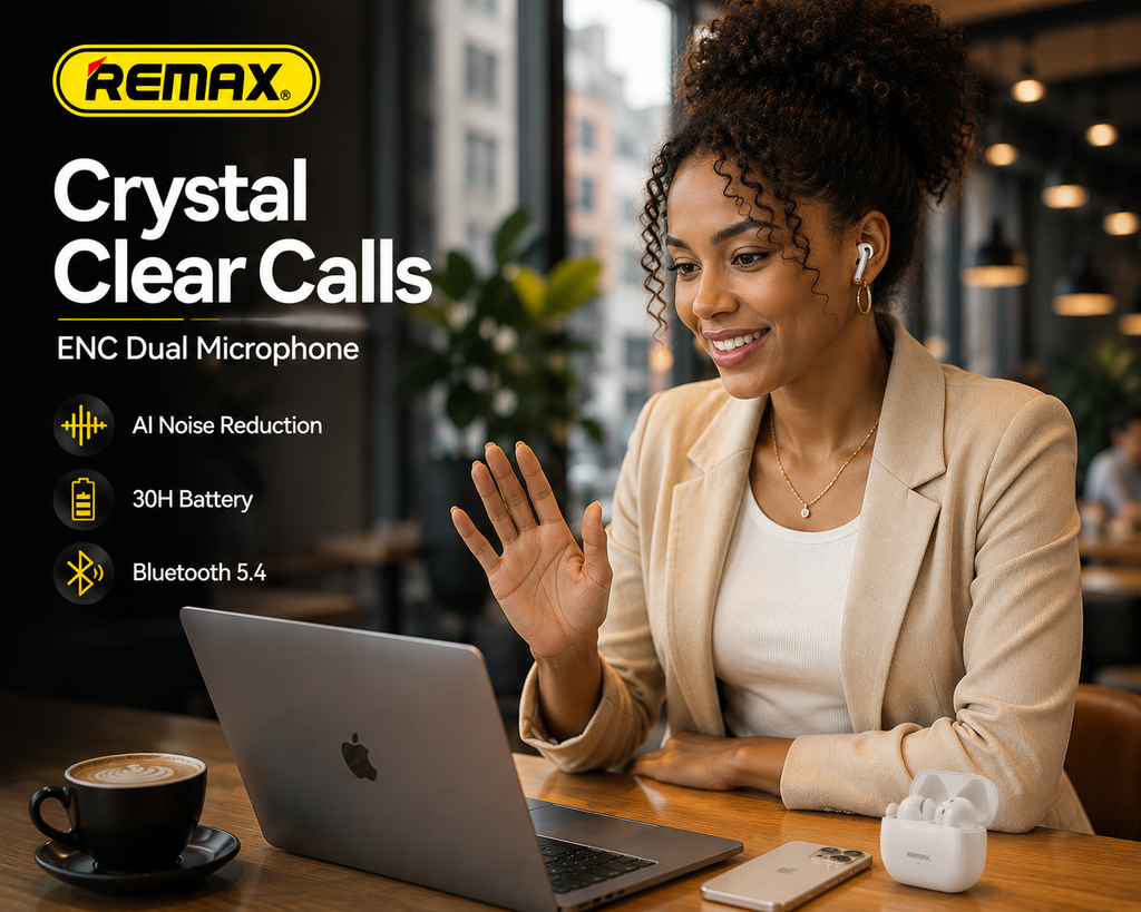 REMAX CozyBuds W13 True Wireless Earbuds, Bluetooth 5.3 Earphones with ENC Noise Cancellation, Dual Microphones, Hi-Fi Stereo Sound, Touch Control & USB-C Charging Case