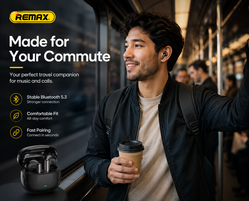 REMAX CozyBuds W13 True Wireless Earbuds, Bluetooth 5.3 Earphones with ENC Noise Cancellation, Dual Microphones, Hi-Fi Stereo Sound, Touch Control & USB-C Charging Case
