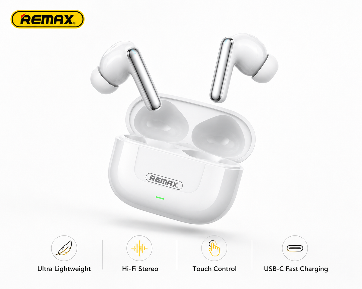 REMAX CozyBuds W13 True Wireless Earbuds, Bluetooth 5.3 Earphones with ENC Noise Cancellation, Dual Microphones, Hi-Fi Stereo Sound, Touch Control & USB-C Charging Case