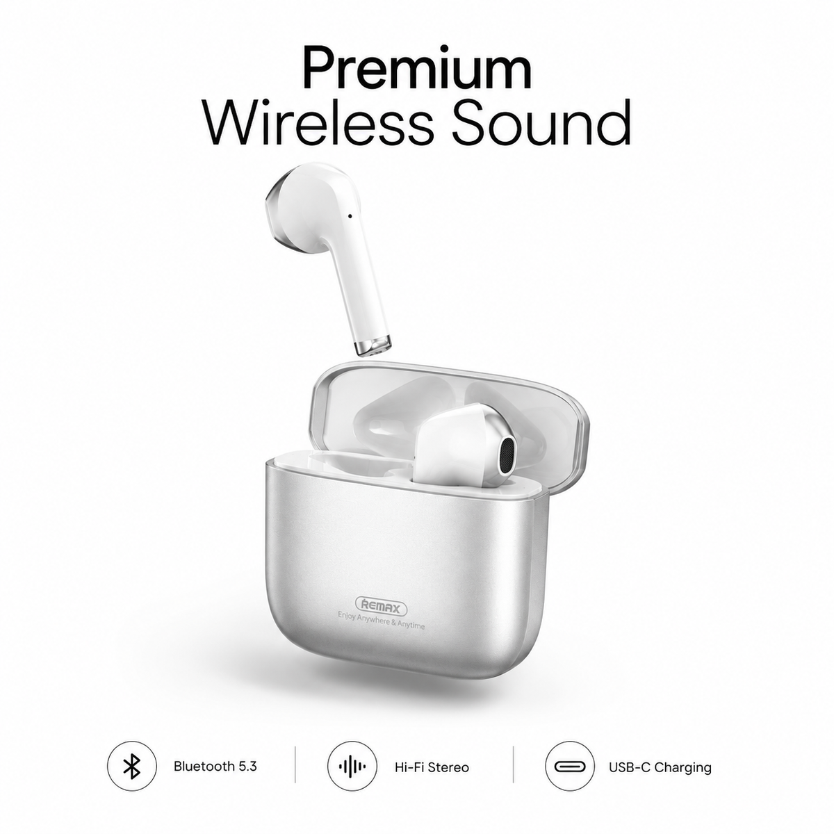REMAX AlloyBuds 1 True Wireless Earbuds, Bluetooth 5.3 Wireless Headphones with HD Calls, Hi-Fi Stereo Sound, Low Latency, Touch Control & USB-C Charging Case